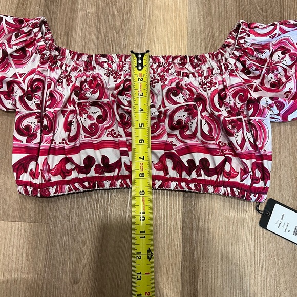 Dolce&Gabbana Tile Print Cotton Crop Top (IT40) - Picture 12 of 15